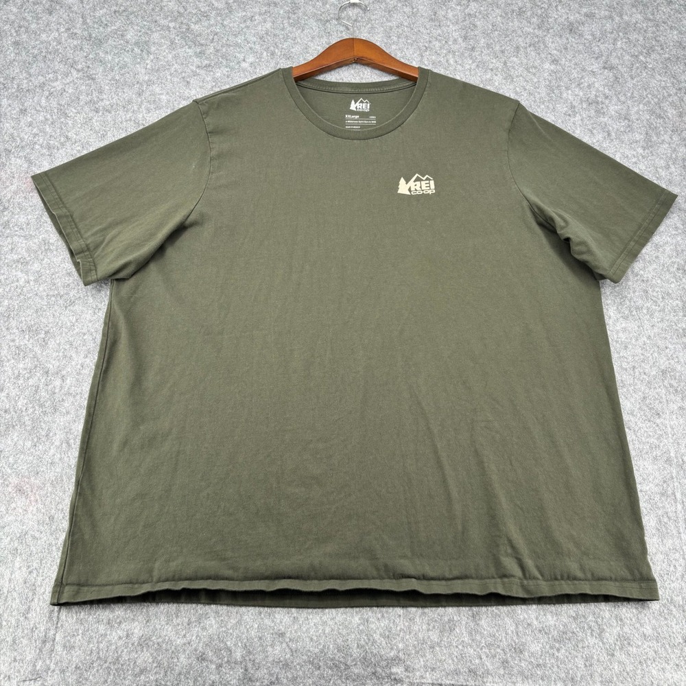 REI Co-op Mens XXLarge Olive Green Organic Cotton Graphic Logo T-Shirt XXL